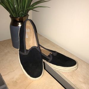 Clarks Black suede slip ons!